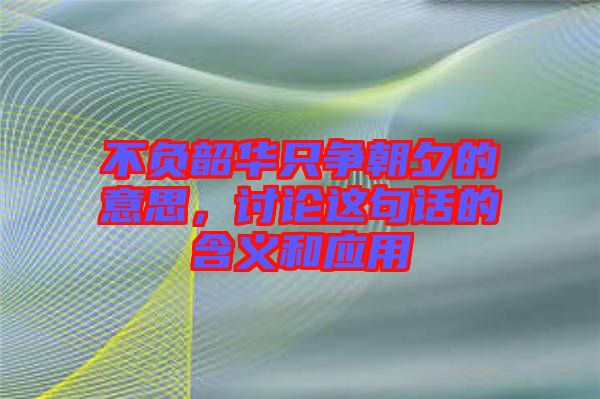 不負韶華只爭朝夕的意思，討論這句話的含義和應用