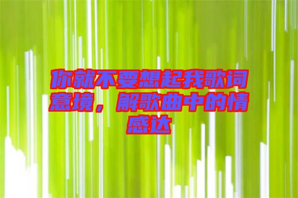 你就不要想起我歌詞意境，解歌曲中的情感達(dá)
