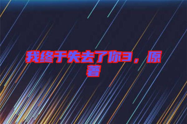 我終于失去了你3，原著