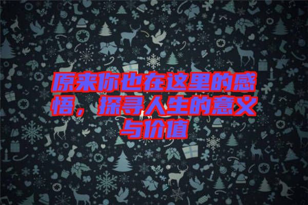 原來你也在這里的感悟，探尋人生的意義與價值