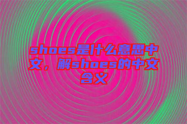 shoes是什么意思中文，解shoes的中文含義