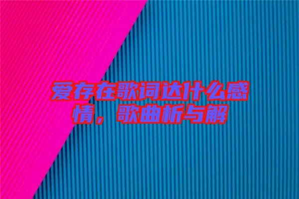 愛存在歌詞達什么感情，歌曲析與解