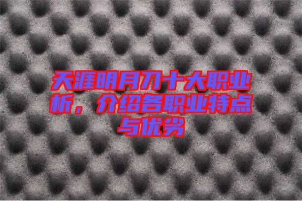 天涯明月刀十大職業析，介紹各職業特點與優劣