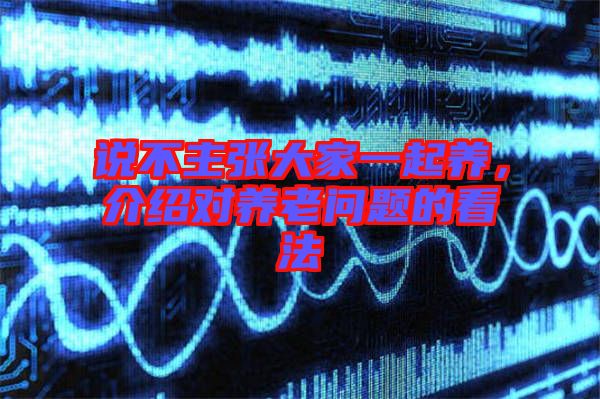 說不主張大家一起養(yǎng)，介紹對養(yǎng)老問題的看法