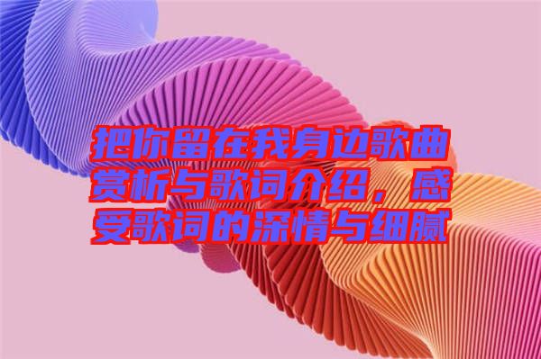把你留在我身邊歌曲賞析與歌詞介紹，感受歌詞的深情與細膩
