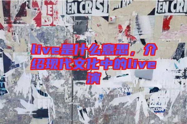 live是什么意思，介紹現代文化中的live演