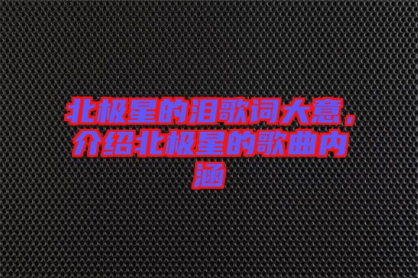 北極星的淚歌詞大意，介紹北極星的歌曲內涵