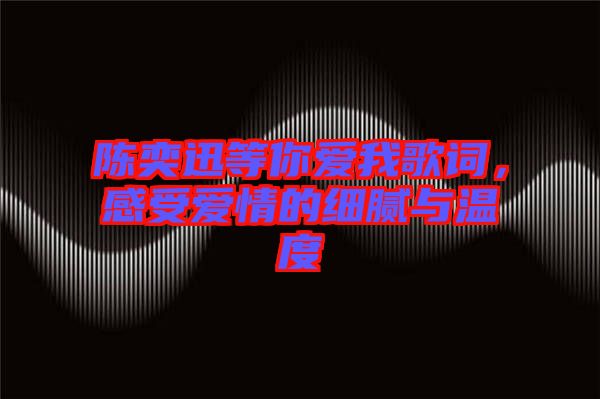 陳奕迅等你愛(ài)我歌詞，感受愛(ài)情的細(xì)膩與溫度