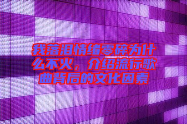 我落淚情緒零碎為什么不火，介紹流行歌曲背后的文化因素