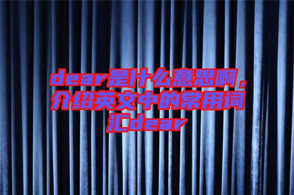 dear是什么意思啊，介紹英文中的常用詞匯dear