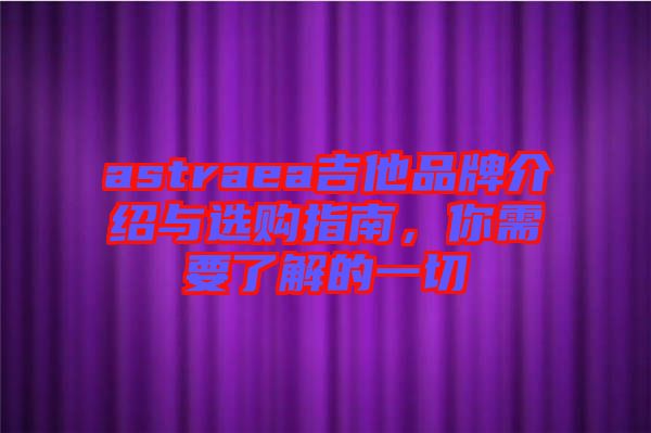 astraea吉他品牌介紹與選購指南，你需要了解的一切
