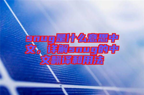 snug是什么意思中文，詳解snug的中文翻譯和用法
