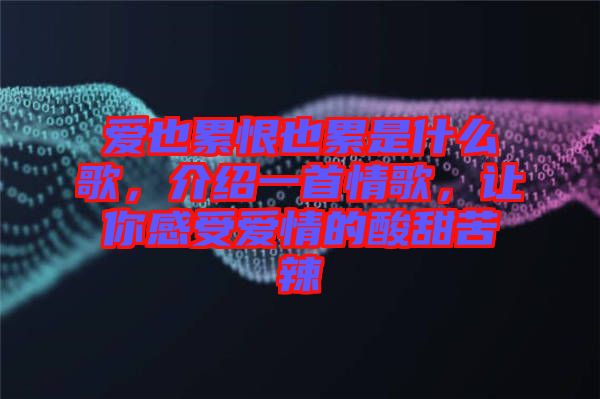 愛也累恨也累是什么歌，介紹一首情歌，讓你感受愛情的酸甜苦辣