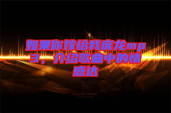 如果你嫁給我龐龍mp3，介紹歌曲中的情感達