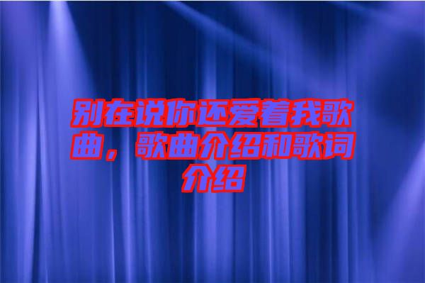 別在說你還愛著我歌曲，歌曲介紹和歌詞介紹