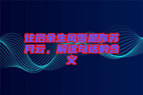 往后余生風雪是你蘇月云，解這句話的含義