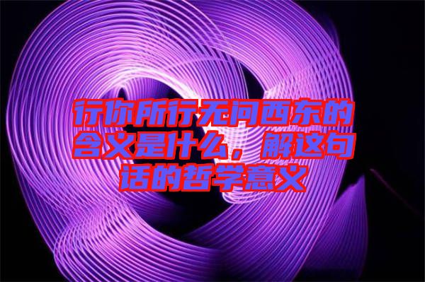 行你所行無問西東的含義是什么，解這句話的哲學意義
