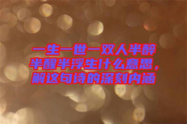 一生一世一雙人半醉半醒半浮生什么意思，解這句詩(shī)的深刻內(nèi)涵