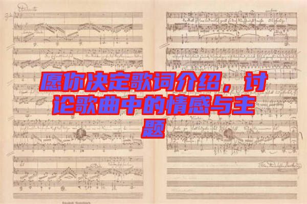 愿你決定歌詞介紹，討論歌曲中的情感與主題