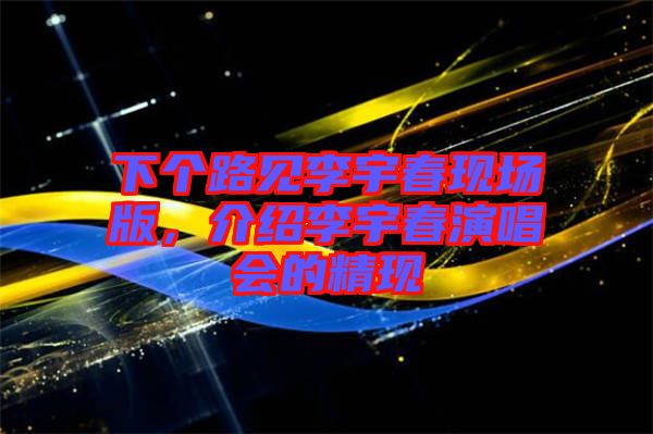 下個路見李宇春現場版，介紹李宇春演唱會的精現