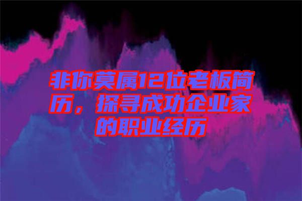 非你莫屬12位老板簡歷，探尋成功企業家的職業經歷