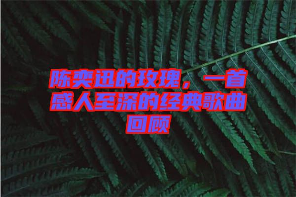 陳奕迅的玫瑰，一首感人至深的經典歌曲回顧