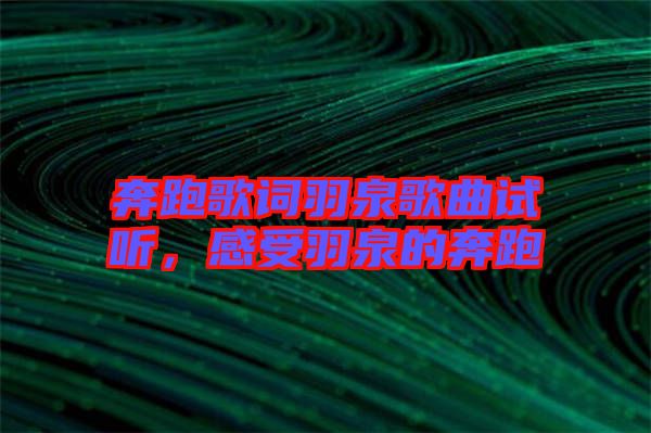 奔跑歌詞羽泉歌曲試聽，感受羽泉的奔跑