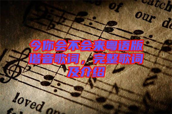 今你會不會來粵語版諧音歌詞，完整歌詞及介紹
