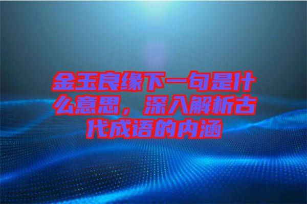金玉良緣下一句是什么意思，深入解析古代成語的內涵