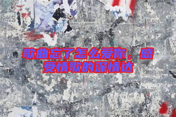 歌曲忘了怎么愛你，感受情歌的深情達(dá)