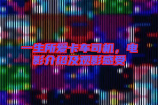 一生所愛卡車司機(jī)，電影介紹及觀影感受