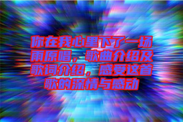 你在我心里下了一場雨原唱，歌曲介紹及歌詞介紹，感受這首歌的深情與感動