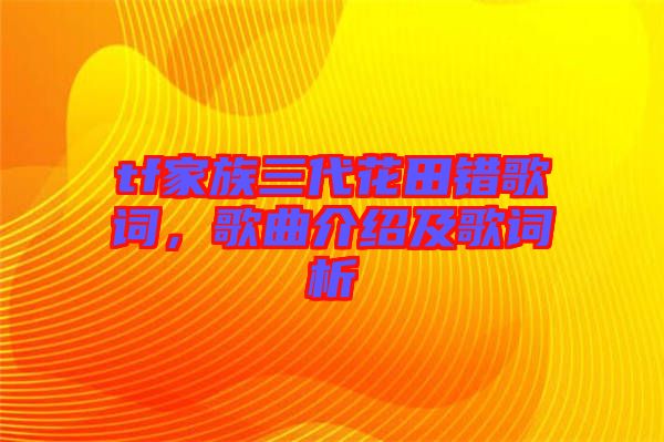 tf家族三代花田錯歌詞，歌曲介紹及歌詞析