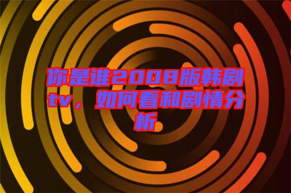 你是誰2008版韓劇tv，如何看和劇情分析