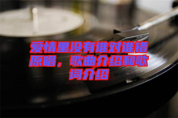 愛情里沒有誰對誰錯原唱，歌曲介紹和歌詞介紹