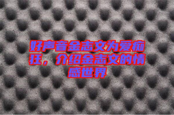好聲音金志文為愛癡狂，介紹金志文的情感世界