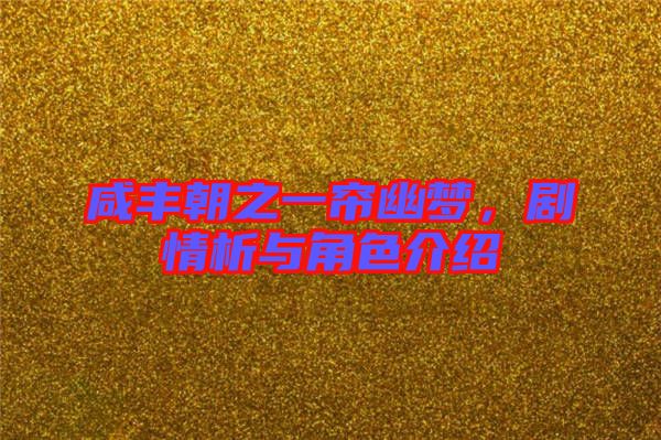 咸豐朝之一簾幽夢，劇情析與角色介紹