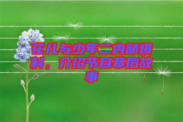 花兒與少年二內(nèi)部爆料，介紹節(jié)目幕后故事