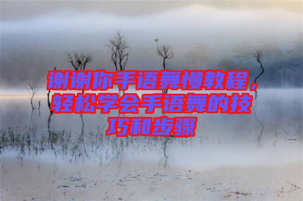 謝謝你手語舞慢教程，輕松學會手語舞的技巧和步驟