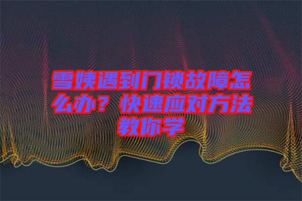 雪姨遇到門鎖故障怎么辦？快速應對方法教你學